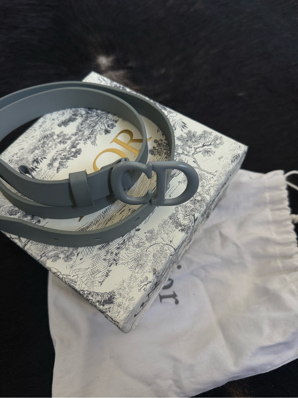 Dior Matte Grey CD Buckle Women’s Belt